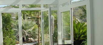 New holiday home with fireside, central heating, palm trees and pool