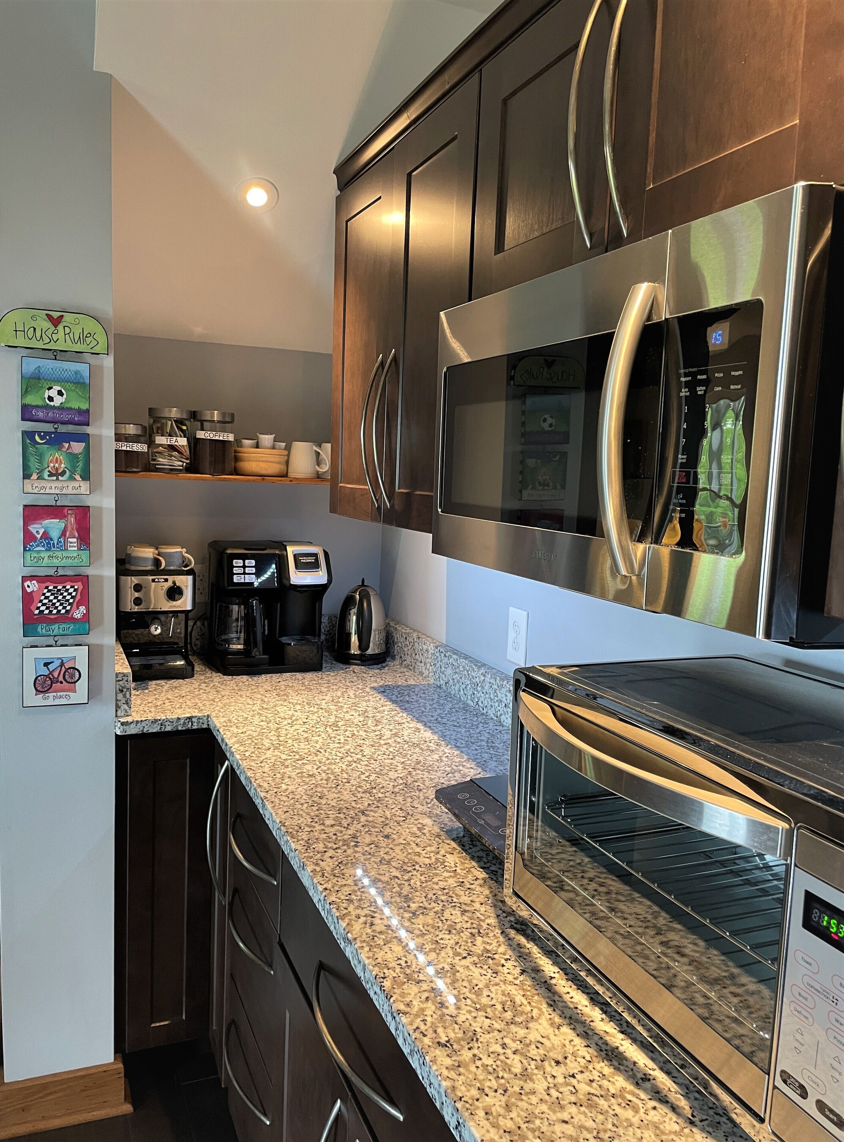 Fridge, microwave, oven, dishwasher