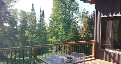 Lutsen Little Bear Lodge - yksinäinen Lutsen-mökki, josta on näköala ylös