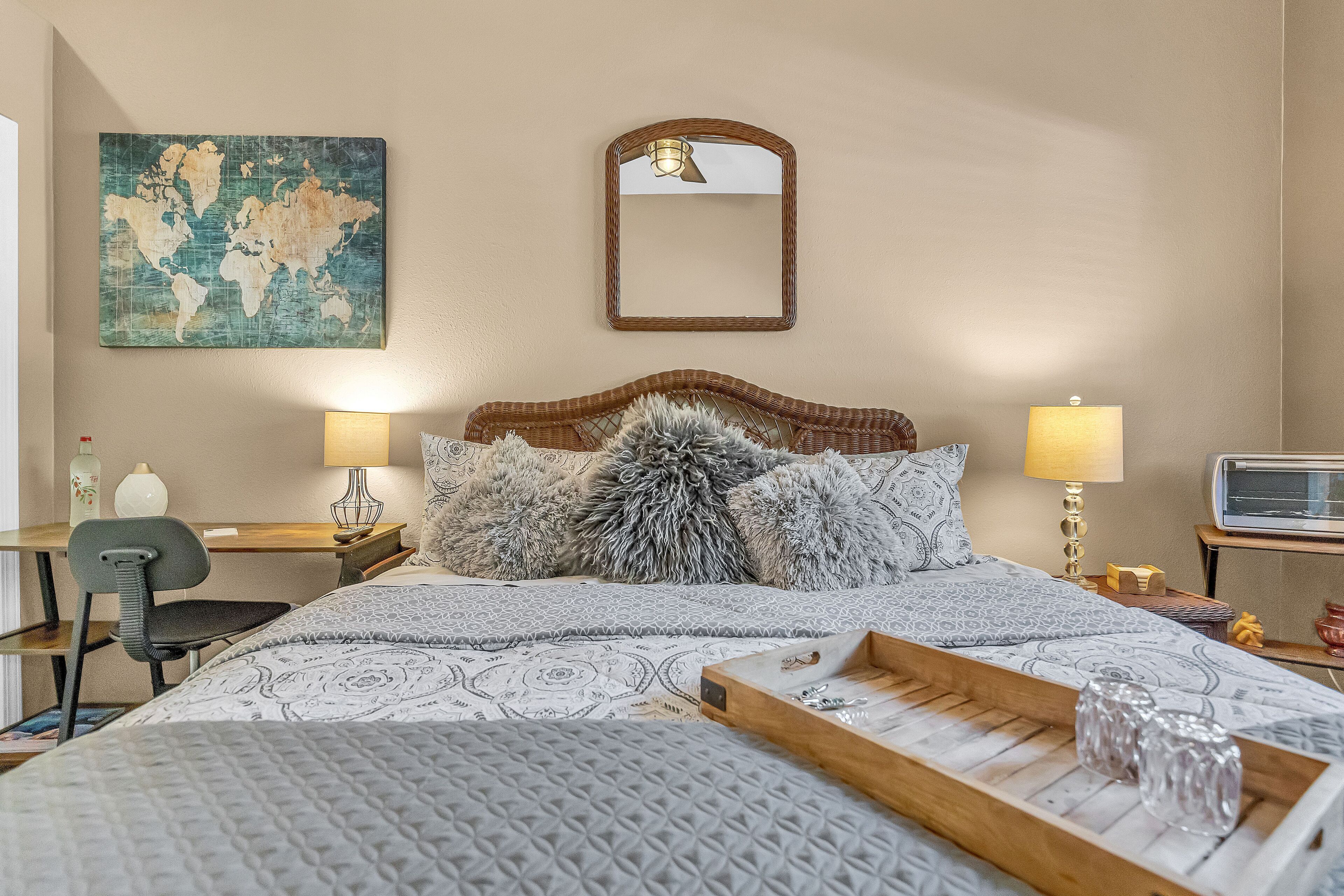 2 soverom, strykejern/-brett, reiseseng for barn og wi-fi (inkludert)