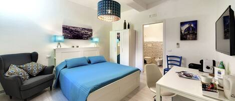 Individually decorated, individually furnished, desk, iron/ironing board