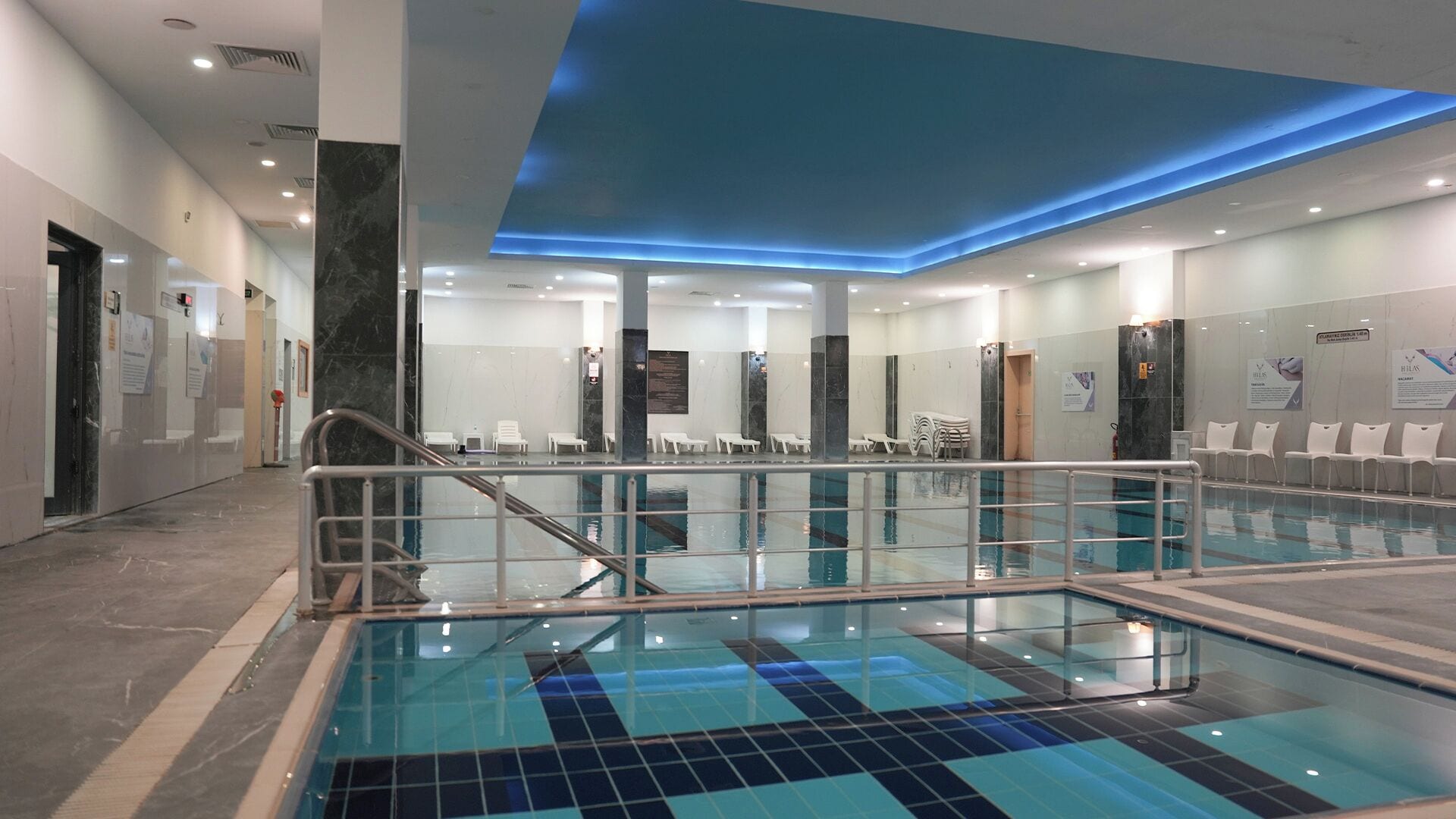 2 indoor pools, open 8:00 AM to 11:30 PM, pool loungers