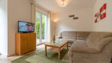 Flat-screen TV, DVD player