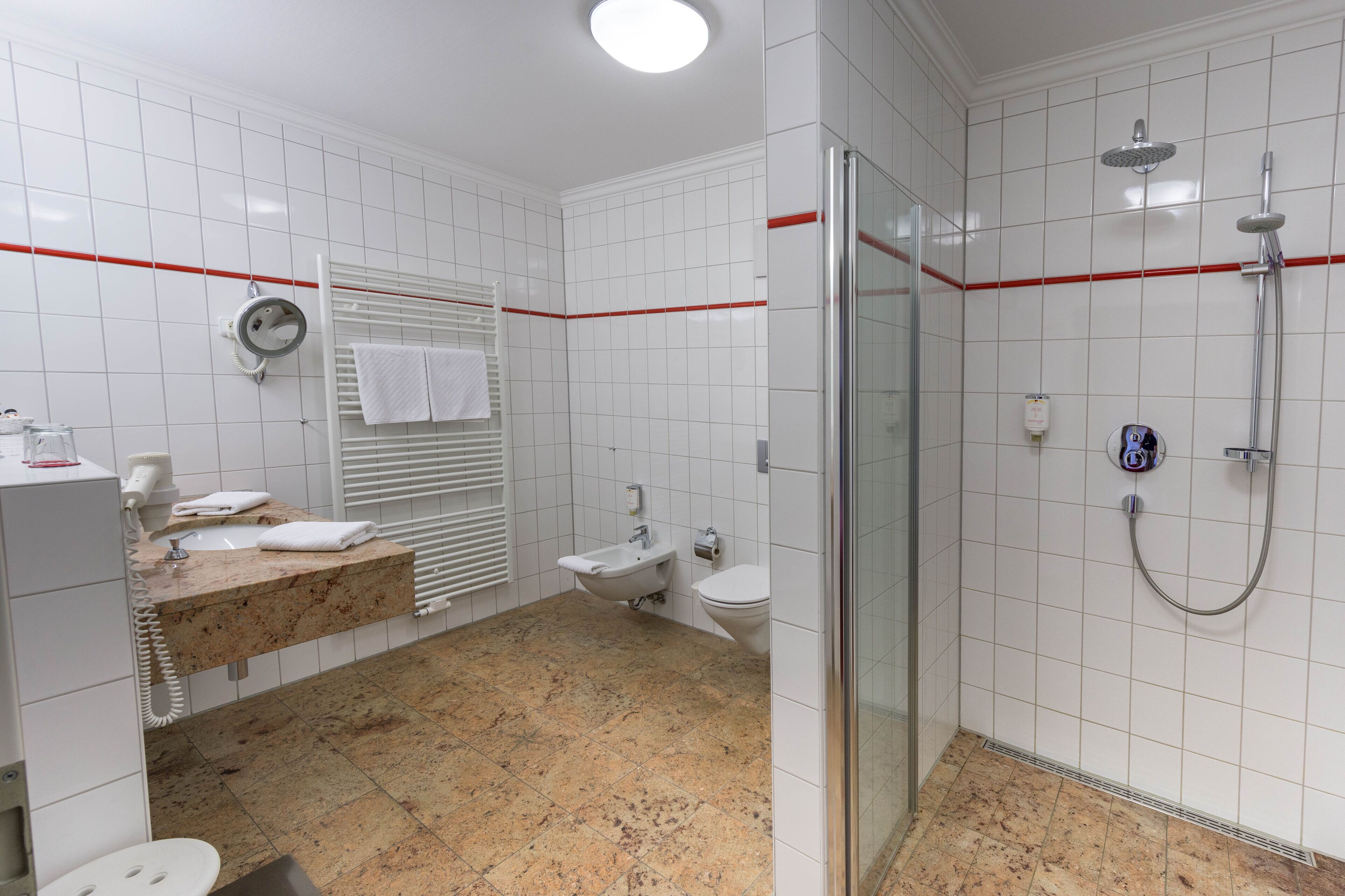 shower, free toiletries, hair dryer, dressing gowns