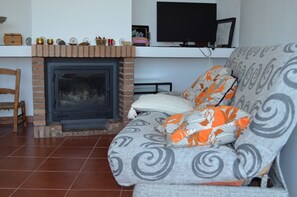 Televisión y chimenea 