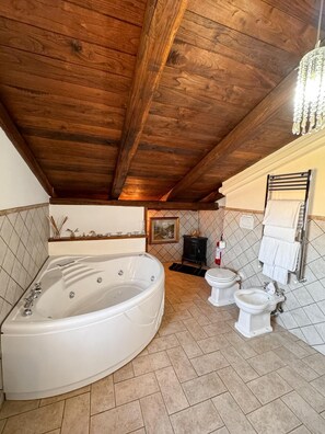 Secador de pelo, batas, bidet, toallas