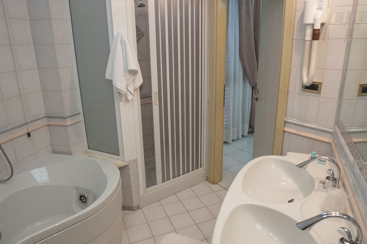 double or twin room | bathroom | shower, free toiletries, hair dryer, bidet