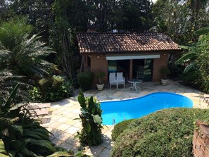 Outdoor pool, sun loungers