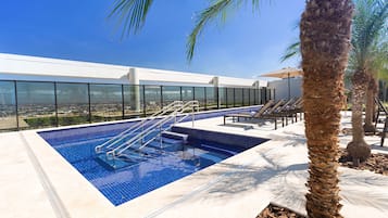 Outdoor pool, sun loungers