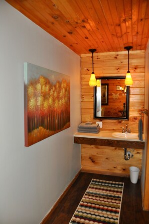 Shower, towels, toilet paper