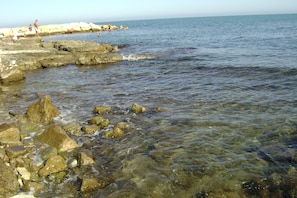 Chaises longues, serviettes de plage