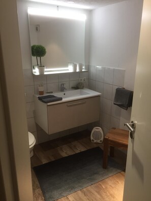 Dusche, Haartrockner, Handtücher