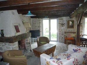 Televisión, chimenea, reproductor de DVD, mesa de ping pong