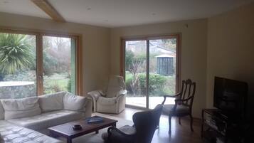 TV, DVD player, books, stereo