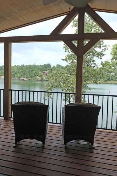 Point lot w/beautiful views! Deep water, 2-story dock, min steps to water.