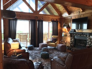 Smart TV, fireplace, video games, DVD player