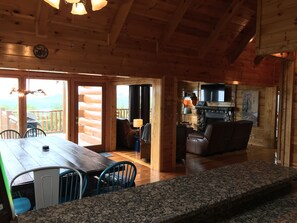 Smart TV, fireplace, video games, DVD player
