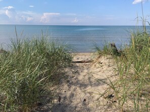 A sandy beach path leading to the sea, surrounded by tall grass. - Port Franks Getaway (Port Franks)