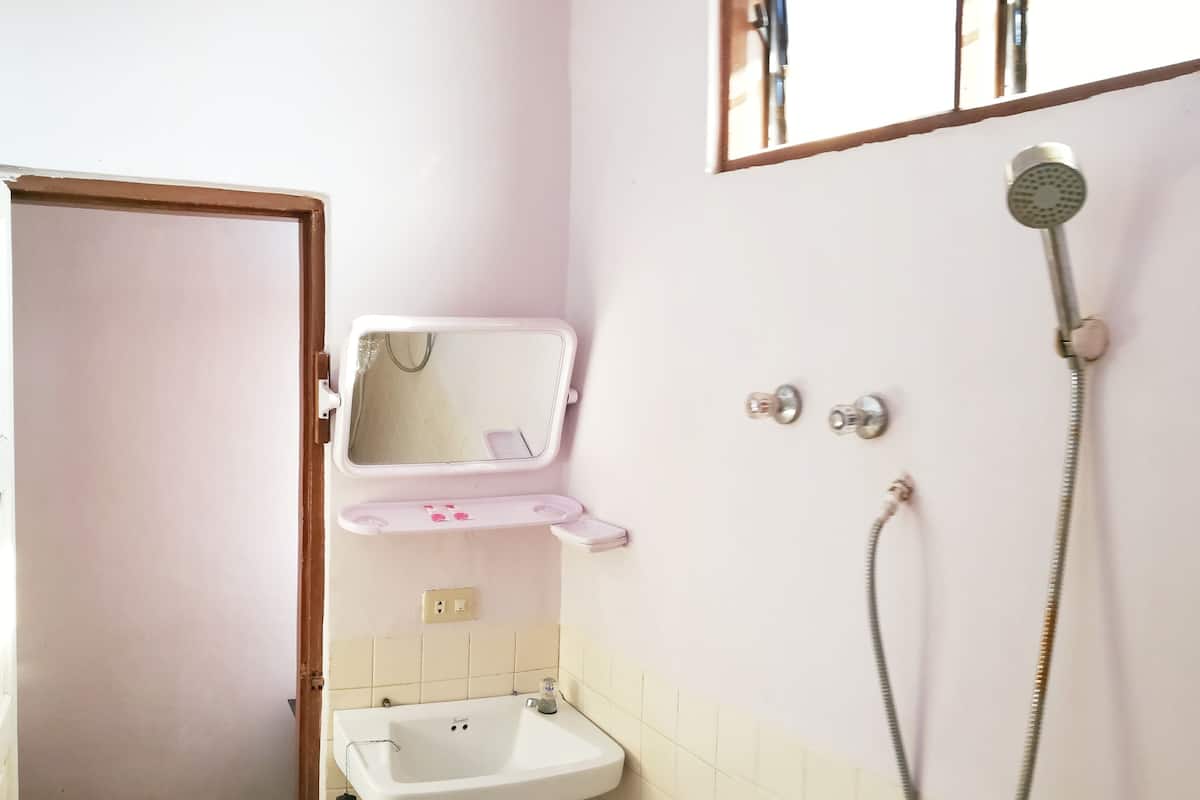 economy twin room | bathroom | shower, free toiletries, slippers, towels