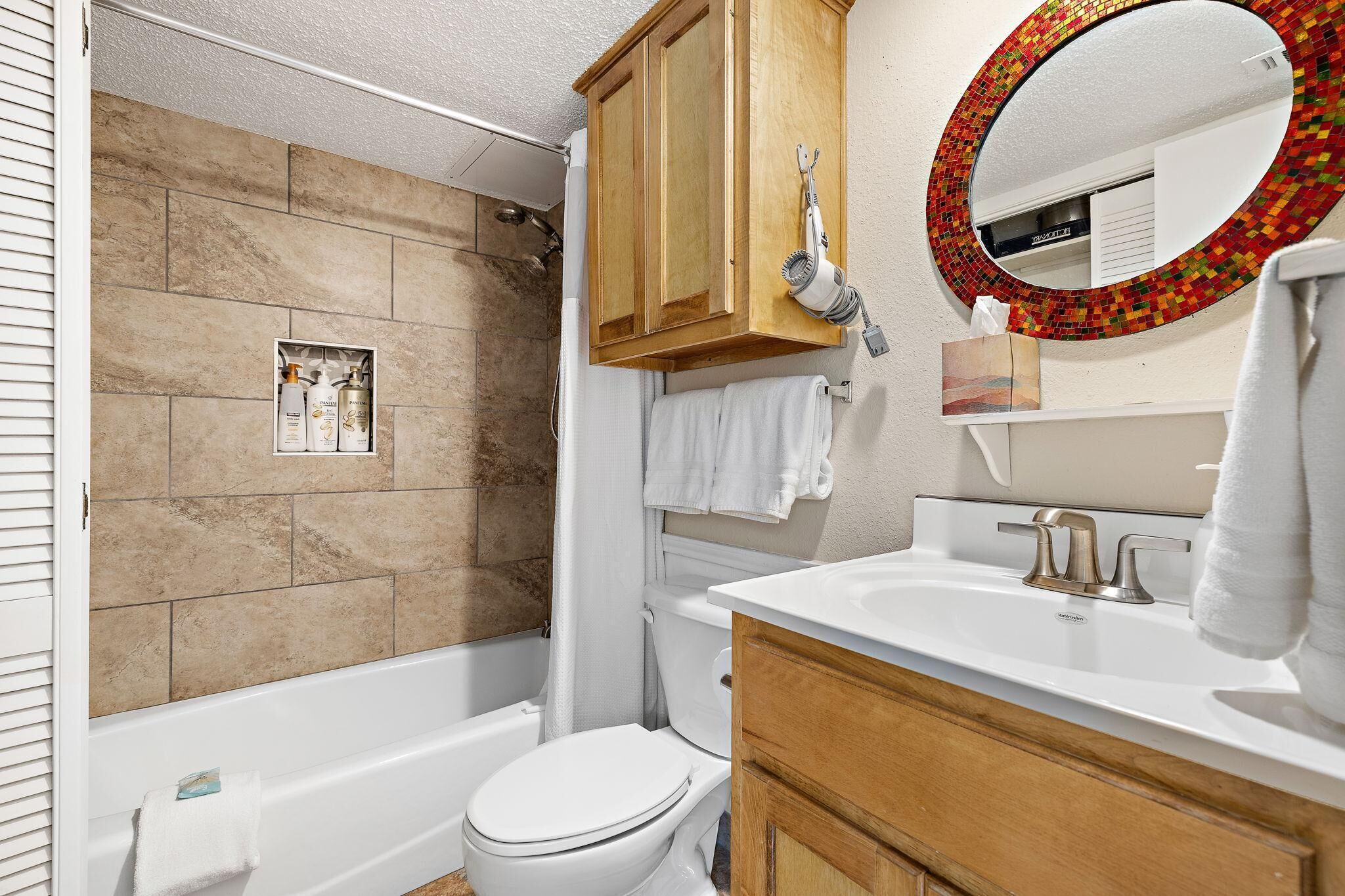 Hair dryer, towels