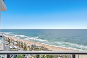 On the beach, sun loungers, beach towels
