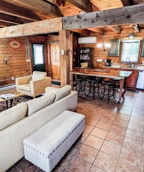 Smart TV, chimenea y libros 