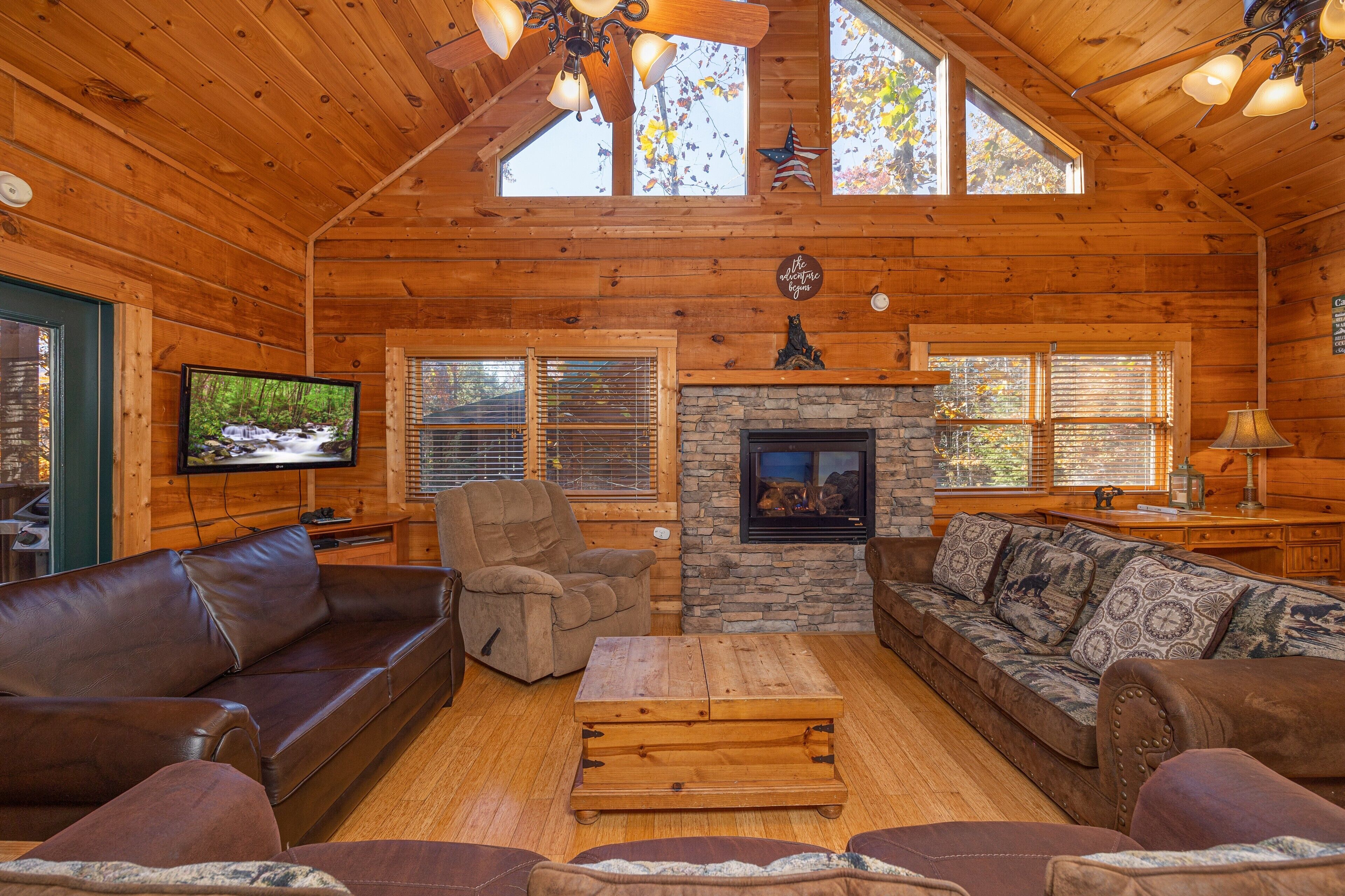 Smart TV, fireplace, video game console