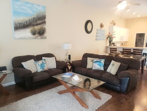Smart TV, DVD player, books, video library
