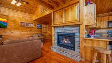 TV, fireplace, video games