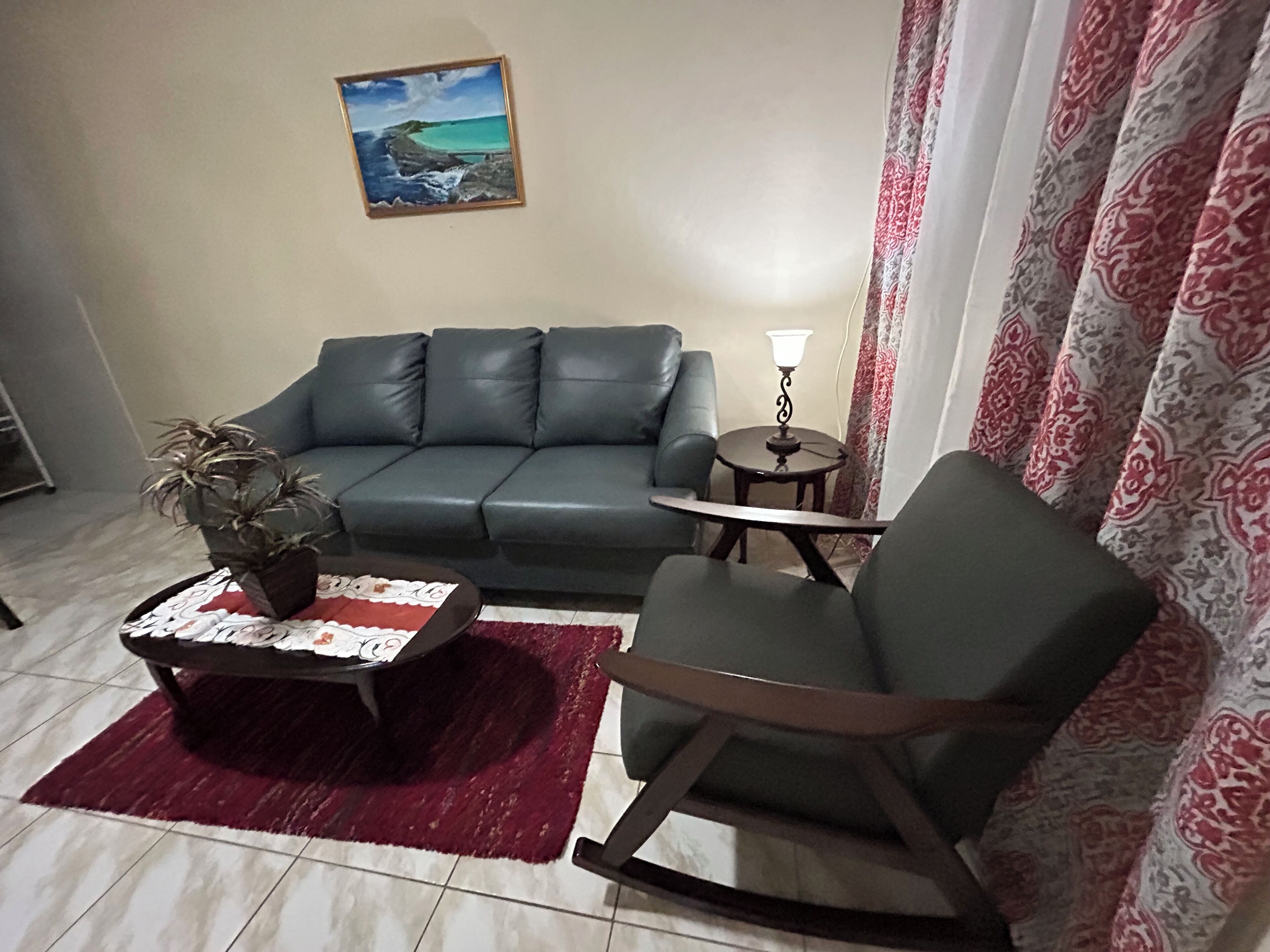 Cozy living room with a rocking chair!