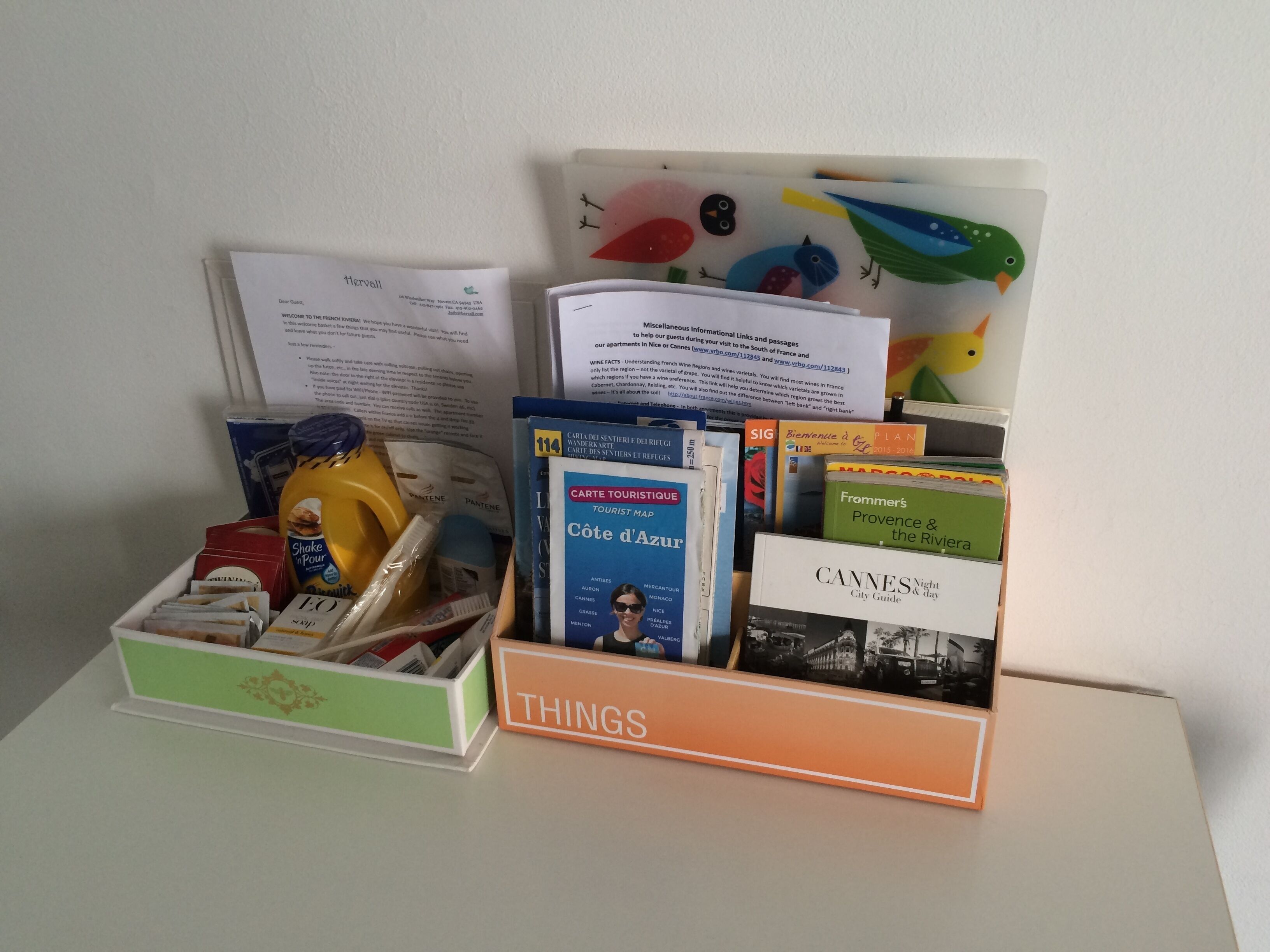 Una colección de artículos relacionados con viajes, incluyendo un mapa turístico, una guía de la ciudad y varios folletos informativos.