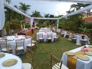 Outdoor banquet area