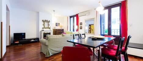 TV, DVD player, stereo