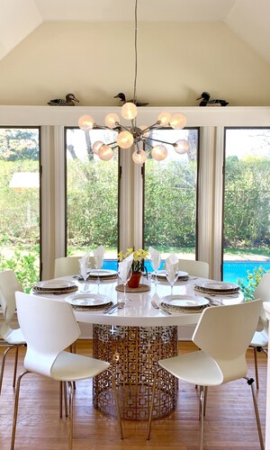 Stylish East Hampton Village Retreat- Heated Pool and Sauna, Steps to Village