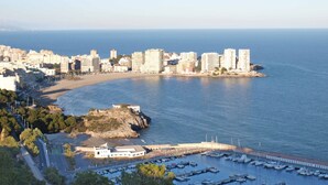 A coastal cityscape with a marina, buildings, and a beach. - ApartUP Acapulco Beachfront Views (Oropesa del Mar)