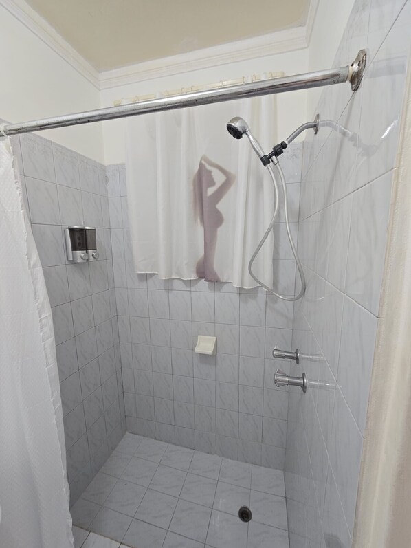 Baignoire, serviettes fournies, papier de toilette