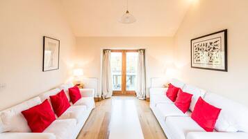 Älytelevisio, DVD-soitin, pöytätennispöytä, kirjoja