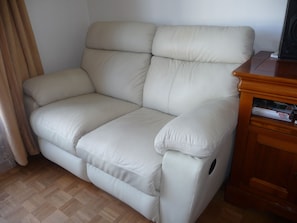 TV, DVD player, books, music library