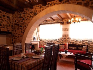 Dining - Stone Villa Olga shared pool & seaview, 3bedrooms, BBQ (Astratigos)