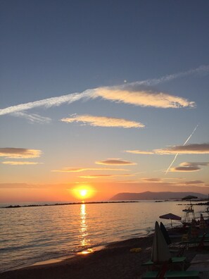 Beach nearby, sun-loungers