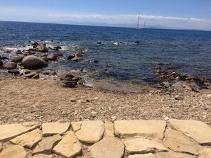 On the beach, beach towels