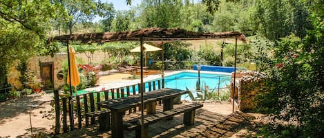 Outdoor pool, sun loungers