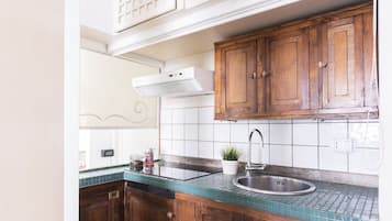 Kühlschrank, Mikrowelle, Herdplatte, Toaster