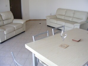 TV, DVD player, books, video library