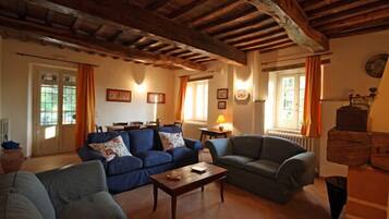 TV, caminetto, lettore DVD, tavolo da ping pong