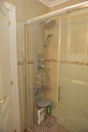 Séchoir à cheveux, serviettes fournies, savon, shampooing