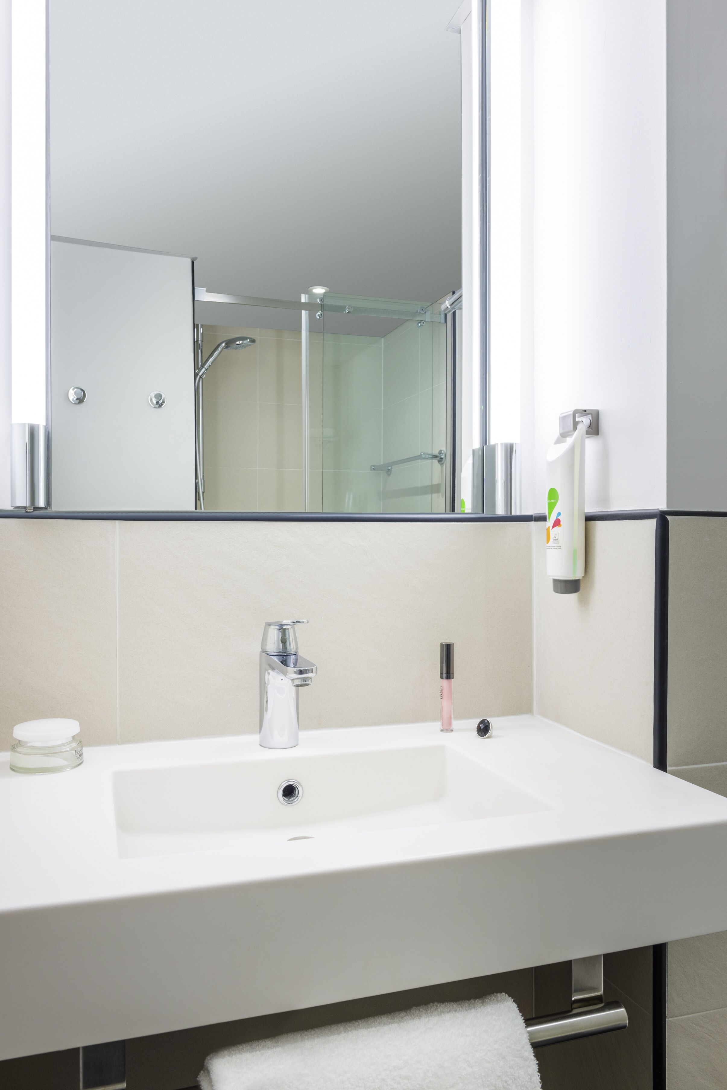 shower, eco-friendly toiletries, hair dryer, towels