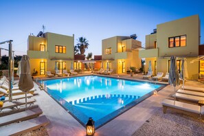 Outdoor pool, a heated pool - Daphnis Villas, 4 Villas , Sleep 24, Heated Pool, 200m From The Beach, Sea View (Chania)