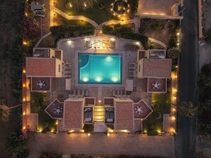 Outdoor pool, a heated pool - Daphnis Villas, 4 Villas , Sleep 24, Heated Pool, 200m From The Beach, Sea View (Chania)