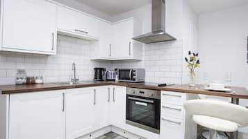 Fridge, microwave, oven, toaster